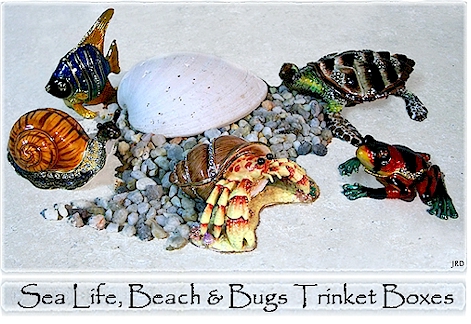 Sea Life, Beach and Bug Trinket Boxes