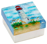 Lighthouse at waters edge box.
